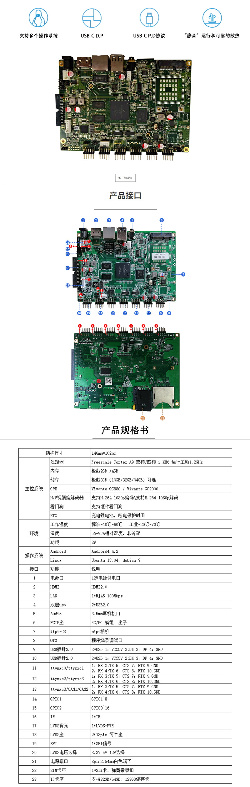 安卓工控主板、ARM主板、IMX6-3500